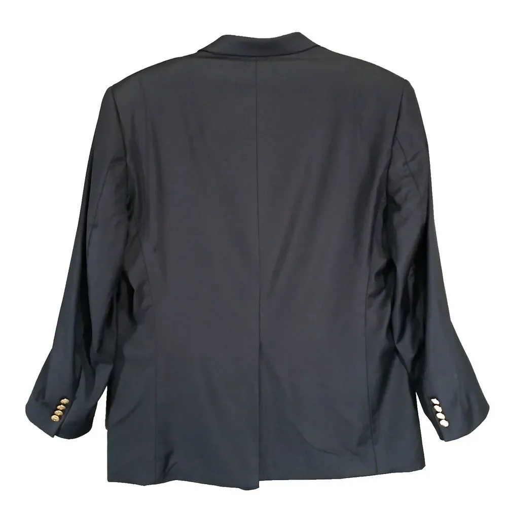 Ralph Lauren Sport Jacket Mens Navy Blue Wool Blazer Gold Button Size 44L